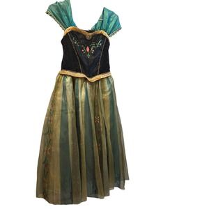 Disney Frozen Anna Dress Up  Costume Halloween Black Green Gold Size 9/10